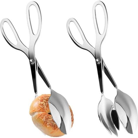 Zweiteiliges 25 Cm Langes Küchenzangen-set, Salatzange Aus Edelstahl, Buffet- Und Gebäckzange Zum Servieren Und Anrichten