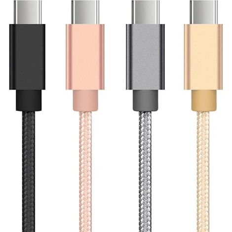 Geflochtenes Datenkabel Für Mobiltelefone – 2 M Langes, Blankes Apple-kabel (ohne Clip) – Schwarz + Silber + Gold + Rosa