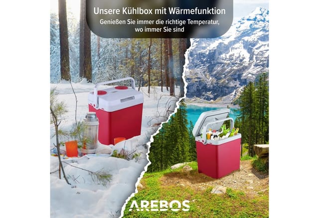 25 Liter Kühlbox zum Kühlen und Warmhalten Mini Kühlschrank Thermo elektrische Kühlbox mit eco Modus 12/230 v für Auto und Steckdose elektrische