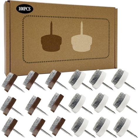 Packung Mit 100 Runden, Weißen Und Braunen Filzgleitern, 20 Mm, Kratzfest, Für Möbelbeine, Stühle Und Tische, Geeignet Für Holzböden Und -möbel.
