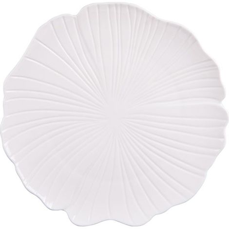1 Servierteller, Weißes Ginkgo-porzellan, 30 Cm, Blattdekor, Elegantes Gourmet-service