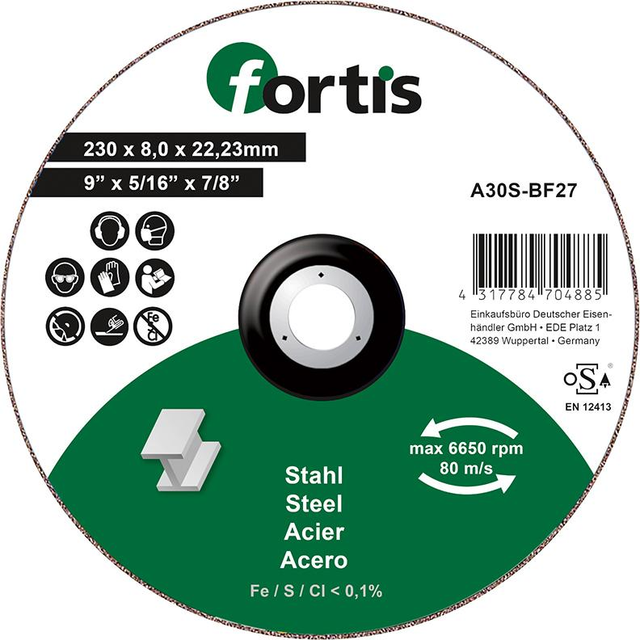 FP - Schruppscheibe für Stahl 230 x 8 mm Fortis