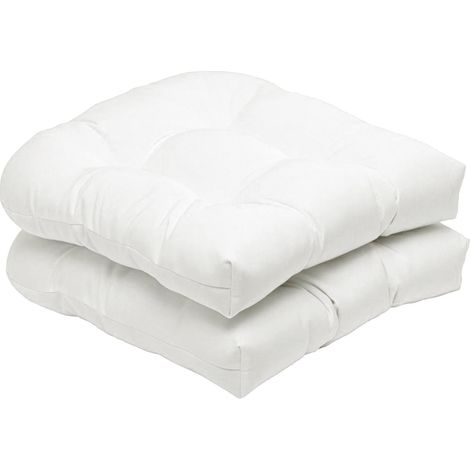 Set Aus 2 Strukturierten Und Gesteppten Sitzkissen Für Runde Gartenstühle, Weiß