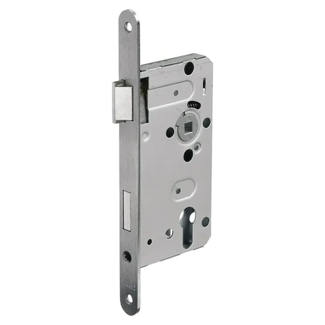 Zimmertür-Einsteckschloss 0415 pzw 20/ 55/72/8 mm din links Edelstahl abgerundet Klasse 2 Zinkdruckgruss