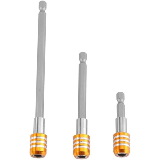 3-teiliges Set Magnetischer Bithalter-schraubendreherverlängerungen, Sechskant 1/4", Gelb, 60/100/150 Mm