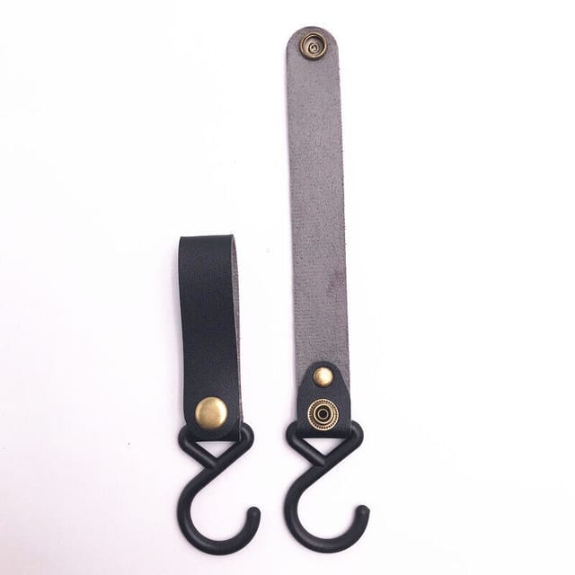 S-förmige Lederhaken – Set Mit 8 S-förmigen Metallhaken Zum Aufhängen, Schwarze Lederhaken Für Camping, Kinderwagen, Jacken, Handtücher, Küche, Schwarz
