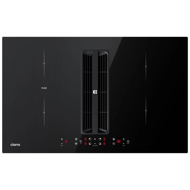 CIARRA ONE Kochfeld mit Dunstabzug CBBEH834BBF 83 cm Kochfeldabzug Boost Touch-Control mit 4 Platten 1 Flex Zone