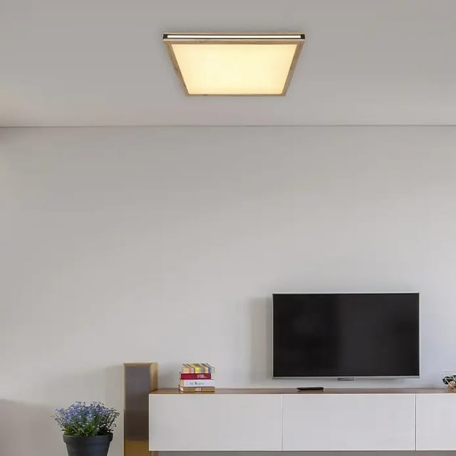 Deckenleuchte Deckenlampe Wohnzimmerlampe led Holzoptik 3 Lichtmodi 60x60 cm