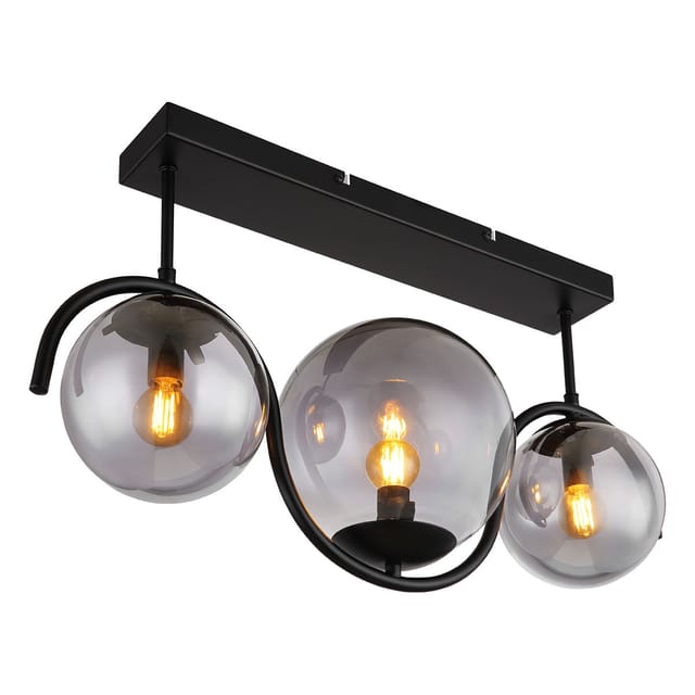 Globo - deckenleuchte - Porry - schwarz - glas rauchglas -