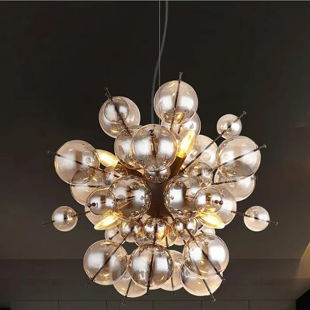 Pendelleuchte Hängelampe Deckenleuchte Esszimmerlampe Glas Rauchfarbe d 55 cm