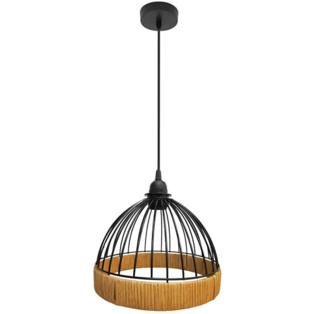 Fabrilamp - Lampe de Deckenpendelleuchte Gaston 1xe27 Schwarz/natural 25d