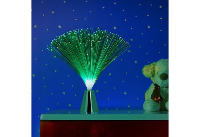 Relaxdays - 2 x Glasfaserlampe, mit fließendem Farbwechsel, led Retrolampe, Stimmungslicht, Effektleuchte Fiberglas, 33 cm, bunt