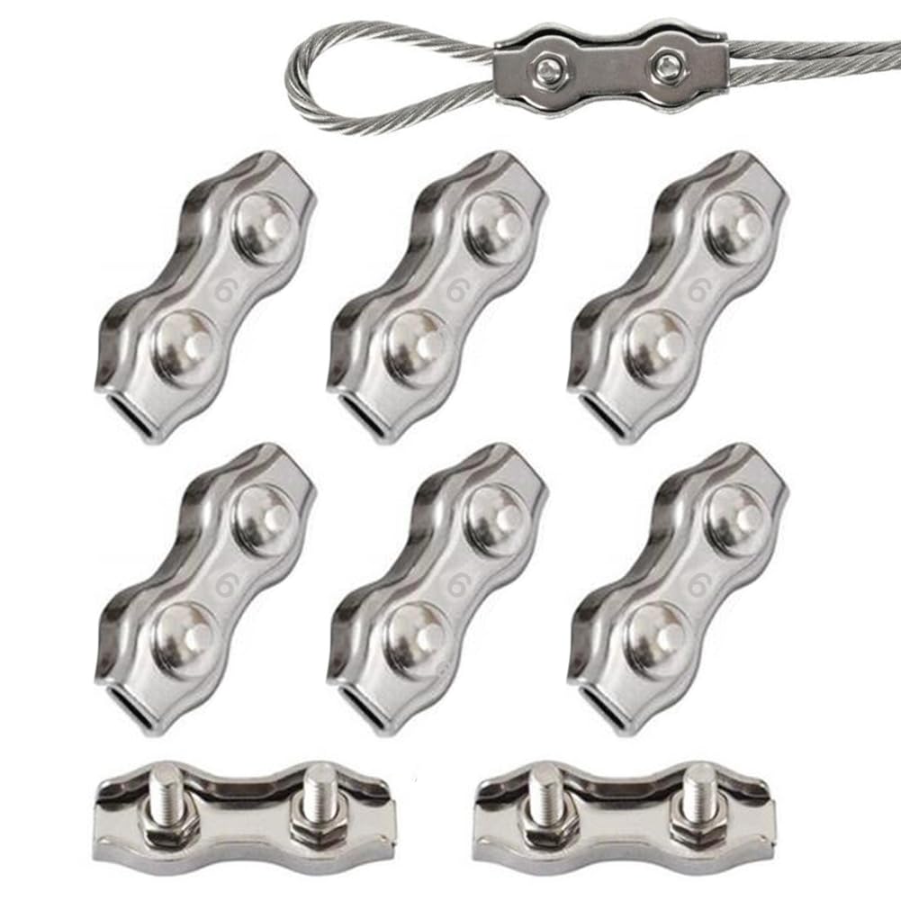 6 Stück Duplex-klemmen M6 Drahtseilklemmen Edelstahl 304 Duplex-klemmen Für 6 Mm Drahtseil-takelage