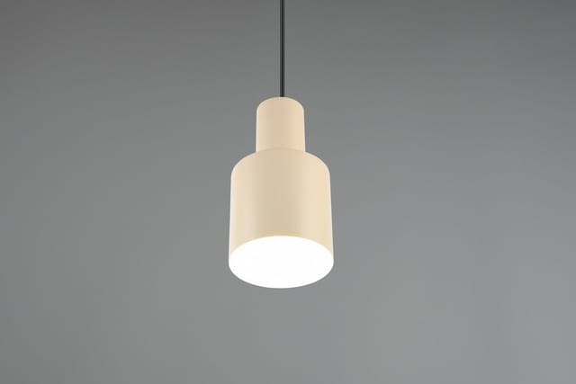 Trio Lighting - Kleine Pendelleuchte agudo mit Metall Lampenschirm Beige, ø 12cm