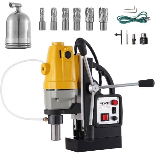 1100 W Magnetbohrmaschine Mit 1-1/2 Zoll (40 Mm) Bohrdurchmesser Md40 Magnetbohrmaschine 12000 N Magnetkraft Magnetbohrsystem 670 U/min Mit 6-teiligem Hss-ringschneider-set - Vevor