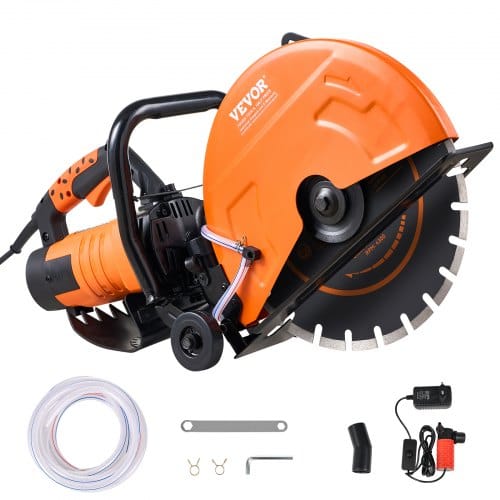 Elektrische Betonsäge, 356 Mm, Hochleistungs-kreissäge 2800 W, Schnitttiefe 127 Mm, Nass-/trocken-scheibensäge Mit Wasserrohr, Wasserpumpe, Sägeblatt, Für Stein Und Ziegel