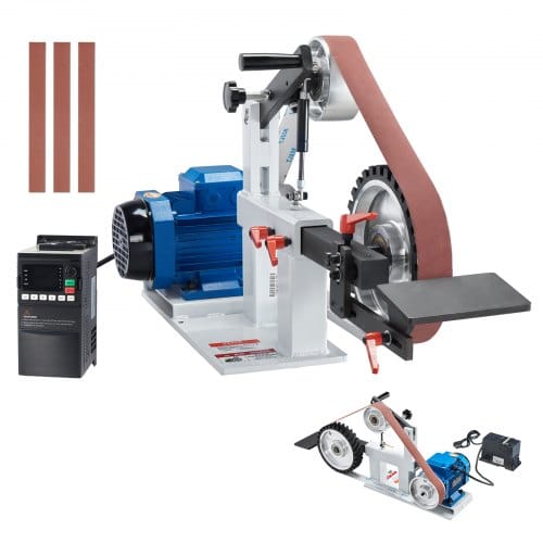 Bandschleifmaschine, 72 X 2 Zoll Bandpolierer Mit Variabler Geschwindigkeit, Vfd, 1500 W 2 Ps Polier-mit 3 Schleifformen, 3 Schleifbändern Für Die Metallbearbeitung, Messerherstellung - Vevor