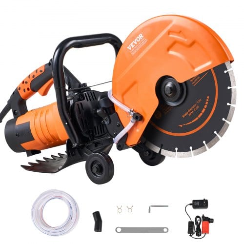 Vevor Elektrische Betonsäge, 305 Mm, Hochleistungs-kreissäge 2800 W, Schnitttiefe 114 Mm, Nass-/trocken-scheibensäge Mit Wasserrohr, Wasserpumpe, Sägeblatt, Für Stein Und Ziegel