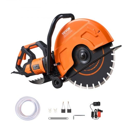 Vevor - Elektrische Betonsäge, 406 Mm, Hochleistungs-kreissäge 2800 W, Schnitttiefe 152 Mm, Nass-/trocken-scheibensäge Mit Wasserrohr, Wasserpumpe, Sägeblatt, Für Stein Und Ziegel