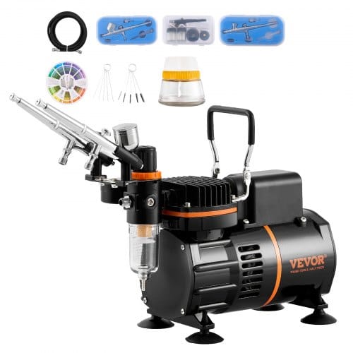 Airbrush-set, Luftkompressor Mit Doppellüfter, Professionelles Airbrush-system-set Mit 3 Airbrushes, Halter, Farbmischrad, Reinigungsbürsten-set, Airbrush-set Für Kunst, Nägel, Kekse, Make-up, K
