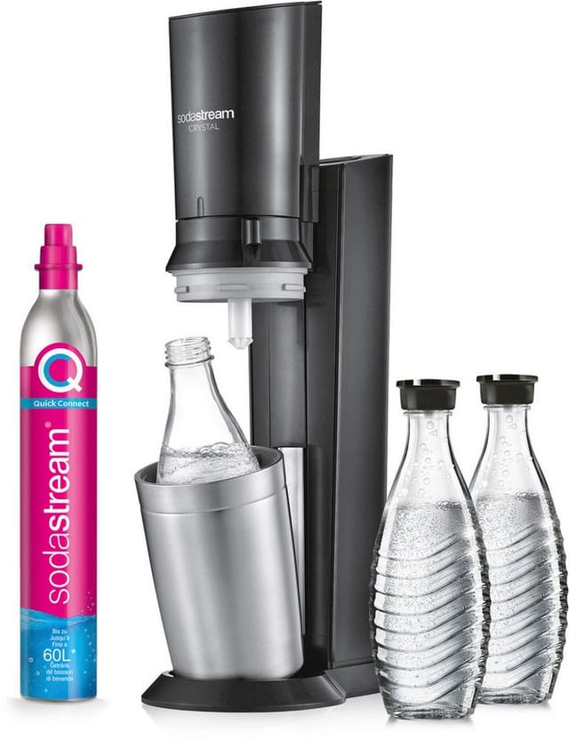 Crystal 3.0 Wassersprudler Vorteilspack mit 3 Glaskaraffen, schwarz 1016413490 - Sodastream