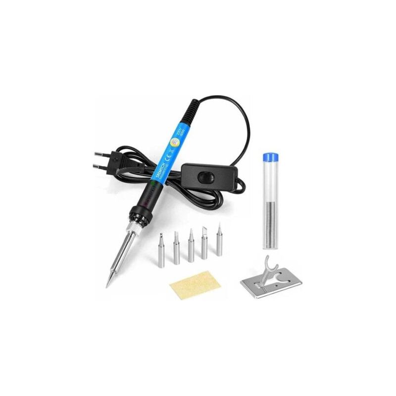 Fenoplastica 9-in-1 Lötkolben-set – 5 Lötspitzen – Lötdraht – Lötkolbenständer – Einstellbare Temperatur 200–450 °c – [verbesserter] Lötkolben Mit Ein-/ausschalter