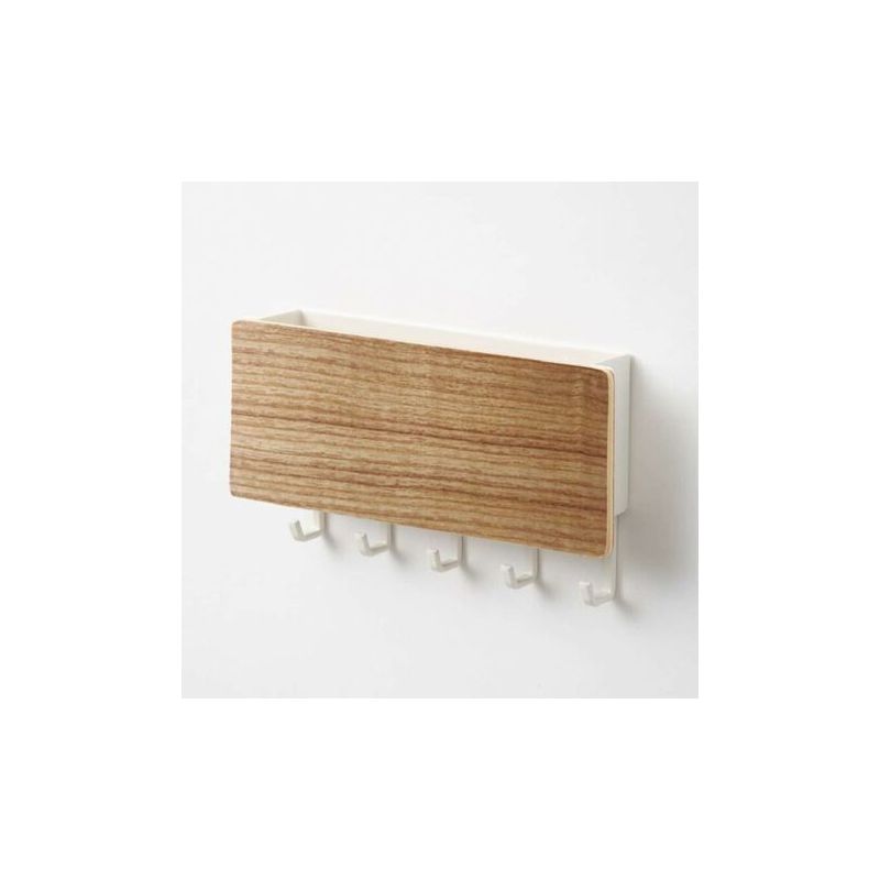 Fenoplastica Schlüsselschrank, Briefablage Und Haken Für Schlüsselbox Aus Holz, Wand-schlüsselhalter, Porenfreies Holz, 5 Holzhaken Mit 5 Kunststoffhaken, Kombinationsclip