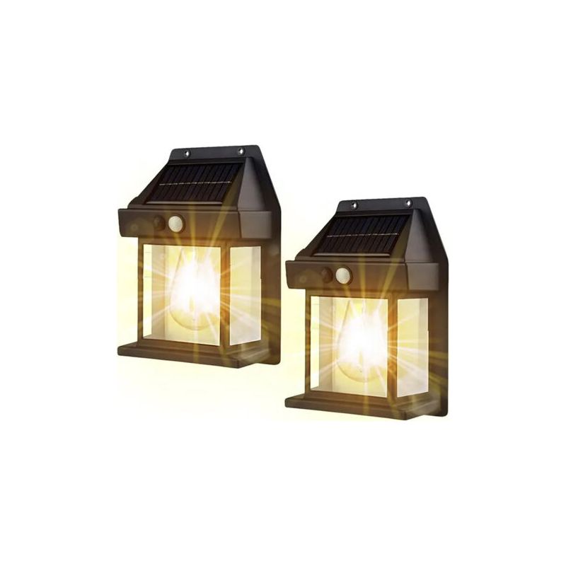 Fenoplastical Wolfram-solar-außenleuchte, 2er-pack Retro-solar-wandleuchte Mit Bewegungsmelder, Warmweiß