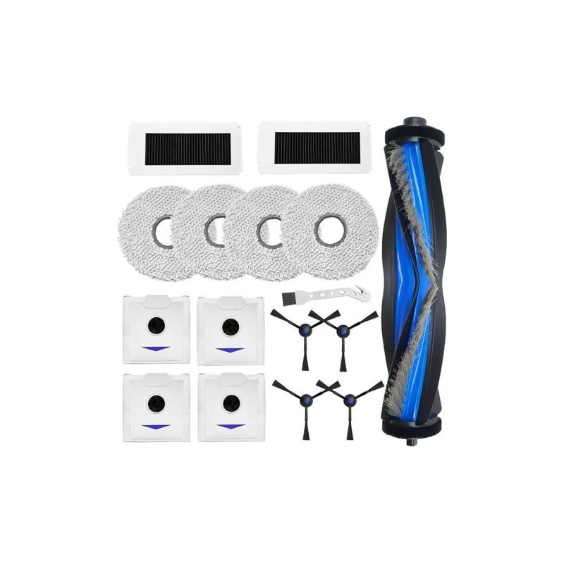 Fenoplasticaforehill Zubehör Für Ecovacs Deebot N30 Omni, N30 Pro Omni, N30 Pro Saugroboter: Ersatzteile, Walzenbürsten + 4 Tücher + 4 Staubbeutel + 4 Seitenbürsten + 2 Filter