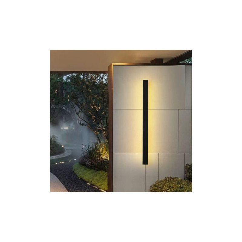 Fenoplastica Außenwandleuchte, 30 Cm Lang, Wasserdicht, Für Villa, Terrasse, Garten, Flur, Warmweiß, Schwarze Lange Wandleuchte Für Villen, Schwarze Wandleuchte