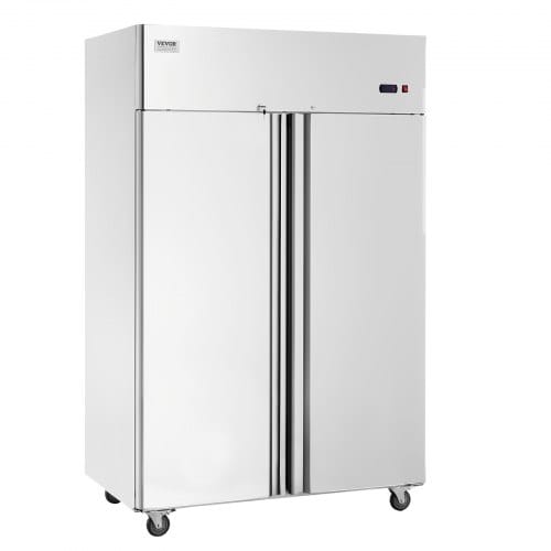 Gewerbekühlschrank 1100 L, 2 Türen, Edelstahl-kühlschrank Mit Automatischer Abtauung, 6 Ablagen, Temperaturregelung Von -2 Bis + 8 °c Und 4 Rädern - Vevor