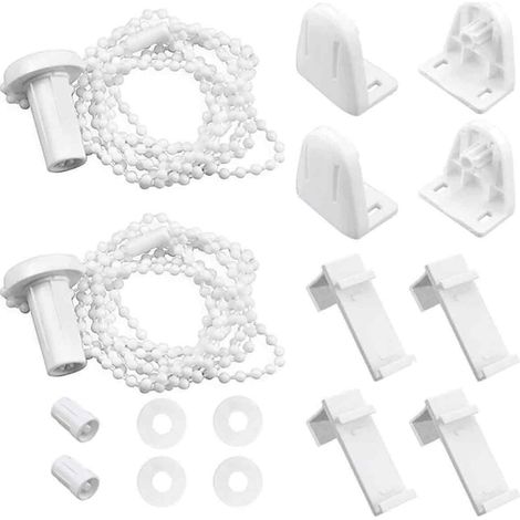 Set Mit 2 Rollomechanismen, Bohrfreie Montage, Pvc-halterung, 180 Mm Kugelkette, Für 17-mm-rohr, Für Wohnzimmer-/bürofenster