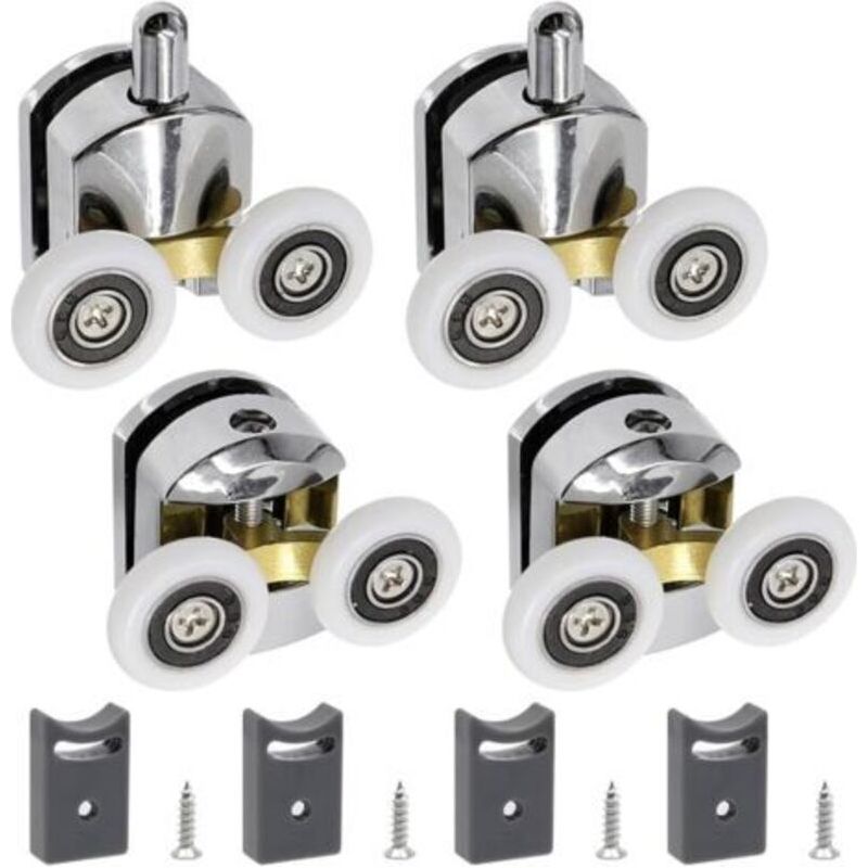 Befestigungsset Für Duschkabinen Und -türen. Set Mit 4 Schiebetürrollen (23 Cm) Inklusive 4 Schrauben. Geeignet Für 4–6 Mm Starke Glastüren (2 Oben + 2 Unten).