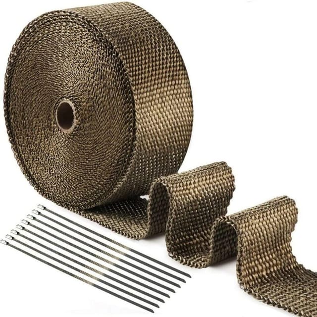 15m X 50mm Titan-magma-wärmedämmband + 10 Edelstahl-kabelbinder Für Motorrad-auspuffkrümmerrohr-wärmedämmband