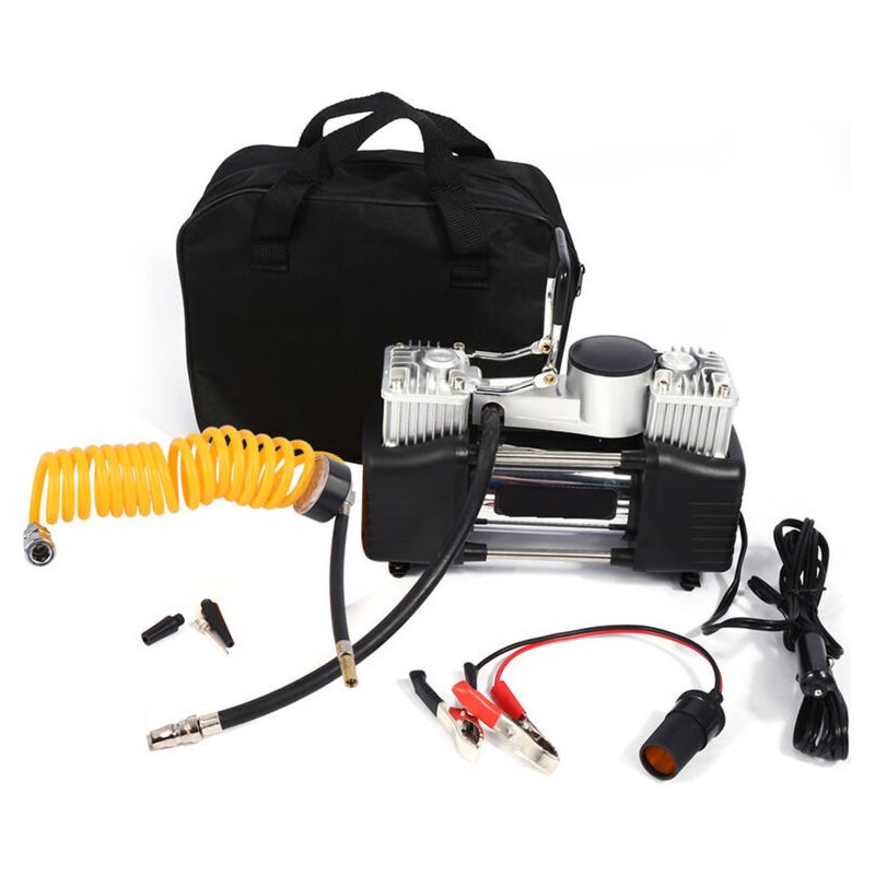 Mini-luftkompressor, 12v Tragbarer Luftkompressor, Autoreifen-aufblasset, Hochdruckpumpe Mit Batterieklemme Und Spiralschlauch Für Pkw Und Transporter