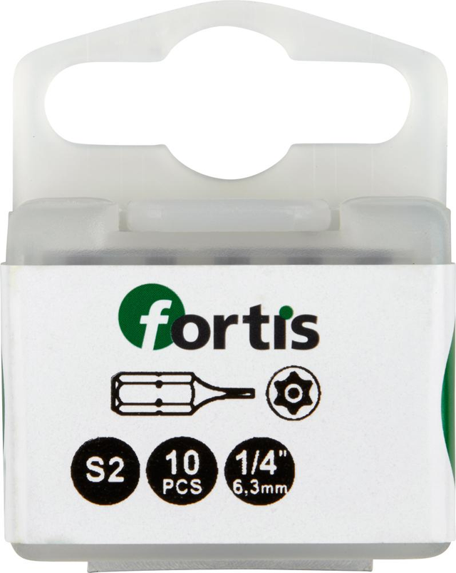 FP - Bit zähhart 1/4' DIN3126 C6,3 T10x25mm mit Bohrung 10er Pack fortis
