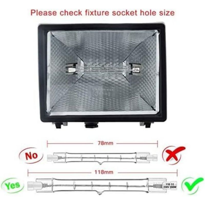 R7s Halogenlampe – 118 Mm – 200 W – 230 V – 2000 Lumen – 2700 K – Dimmbar – Farbwiedergabeindex (cri) 99+ – 360° – 2500 Stunden