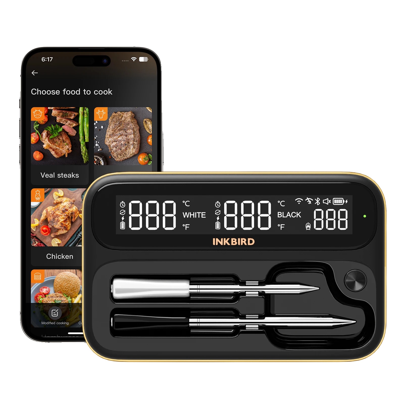 Kabelloses Fleischthermometer, Wlan- Und Bluetooth-konnektivität, Ip67 Wasserdicht