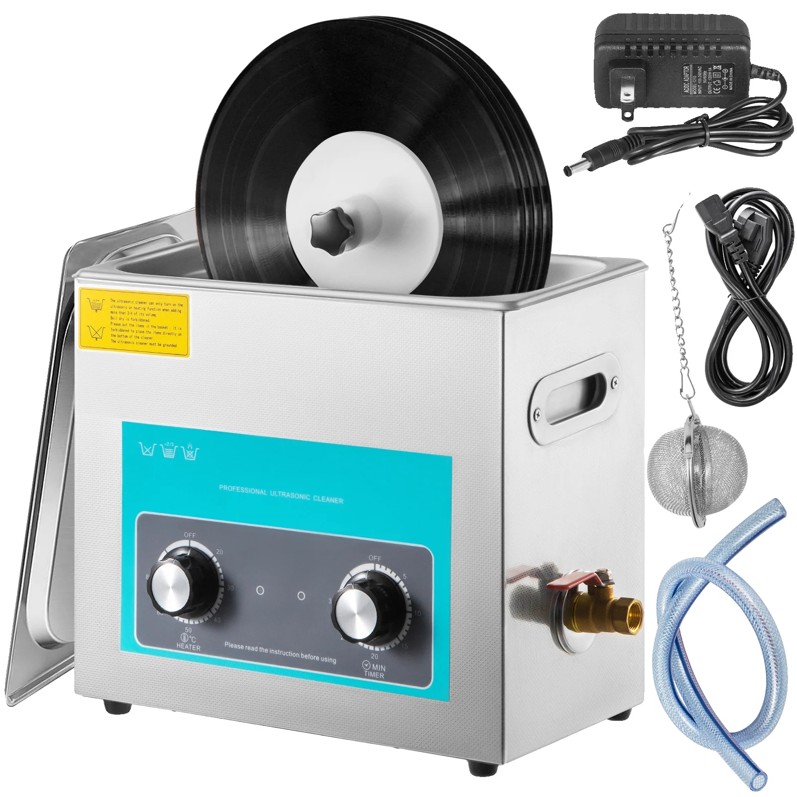 Ultraschallreiniger, 6 L Fassungsvermögen, 180 W Ultraschallleistung, 300 W Heizleistung, 40 Khz Frequenz, Abmessungen: 32,5 X 17,6 X 15 Cm