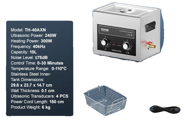 Ultraschallreiniger, Einstellbare Temperatur, Kraftvolle Reinigungsleistung, 10 L