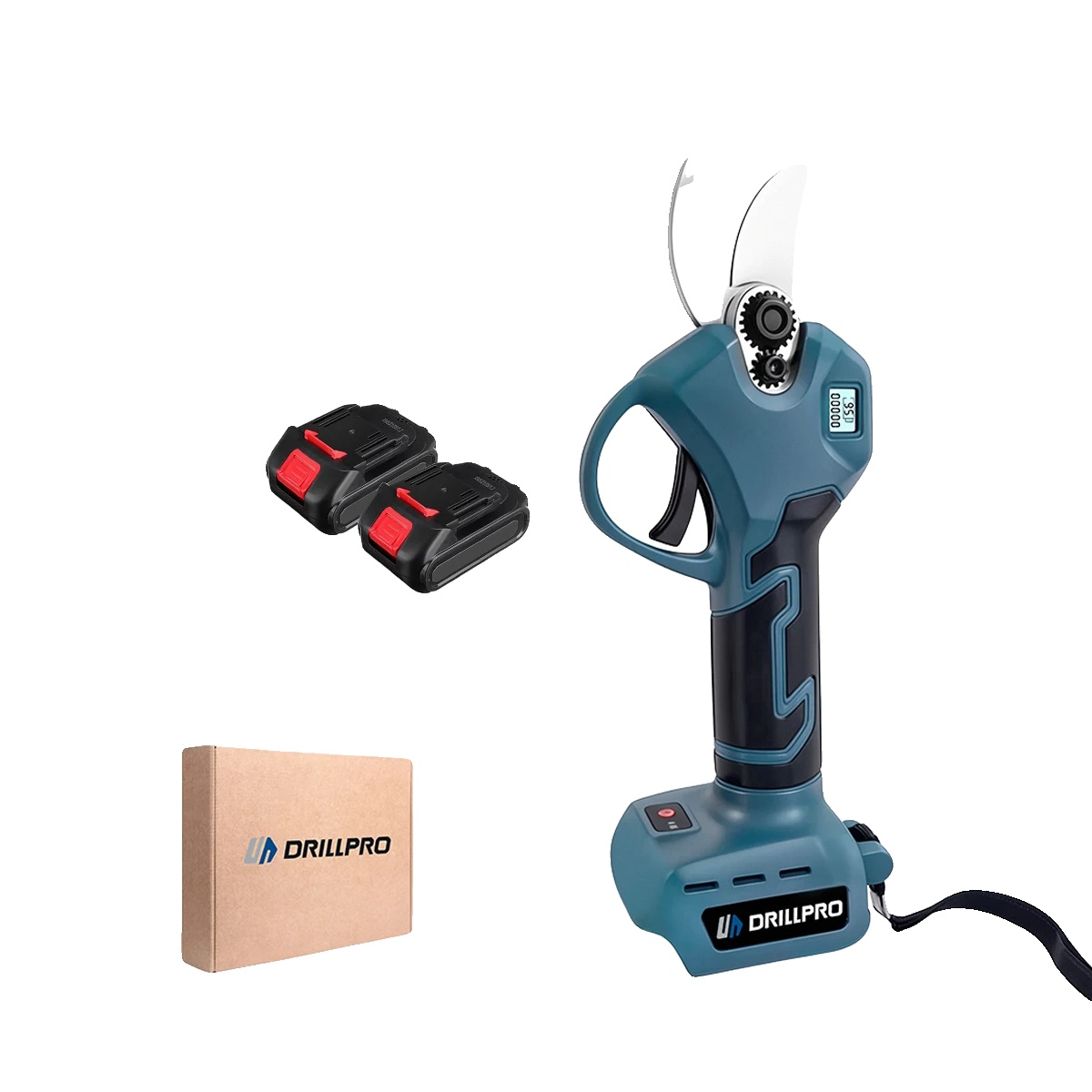 Gartenschere, Bürstenloser Motor, Klinge Aus Kohlenstoffstahl, 2 Akkus, Eu