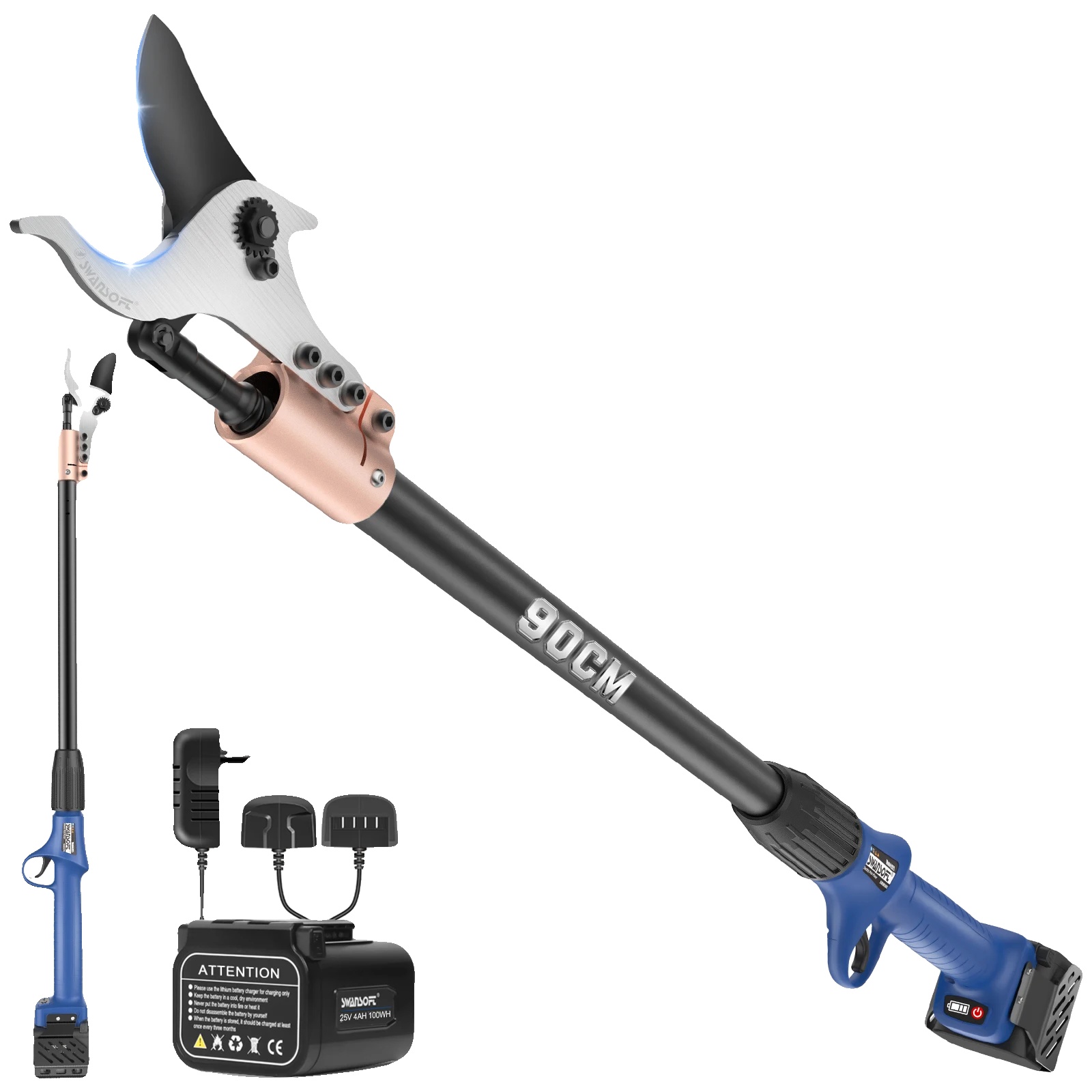Elektrische Astschere, Sk5-stahlklinge, Sw-921 0,9 M, Zwei Akkus