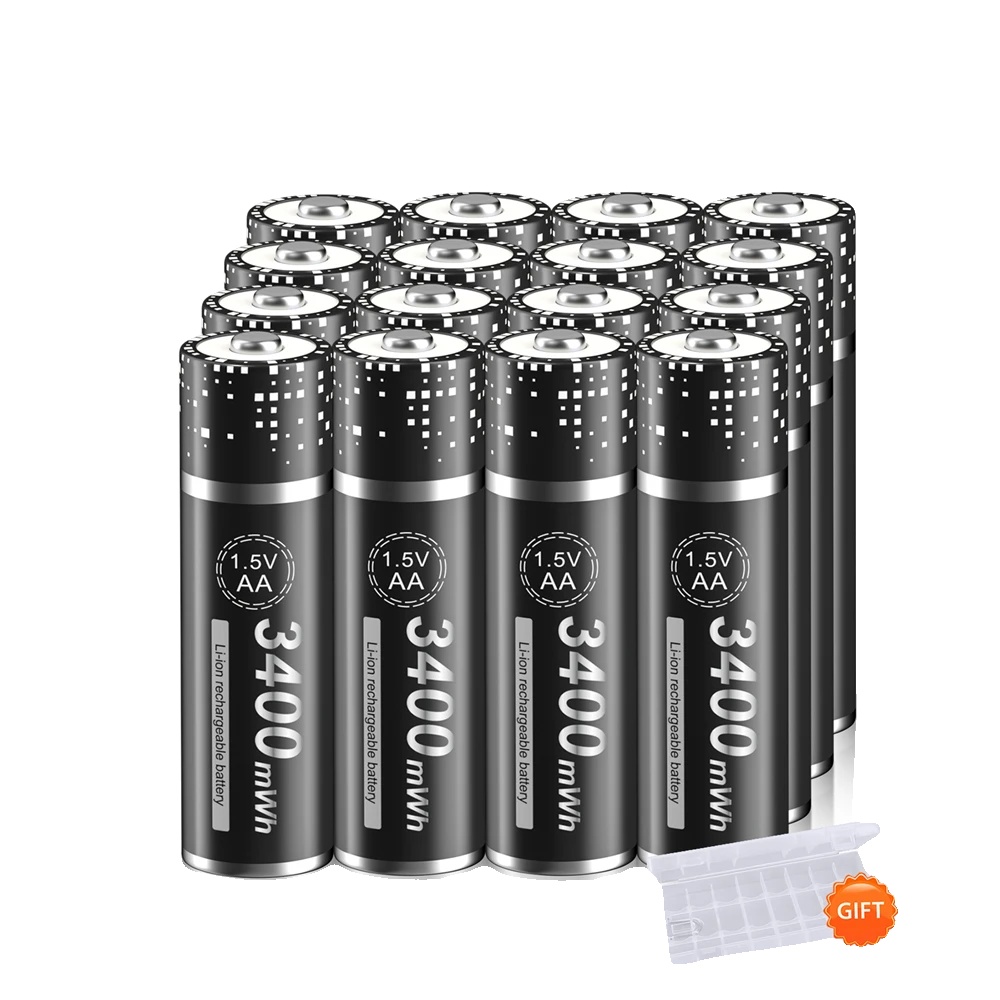 Wiederaufladbarer Akku, 3400 Mwh Kapazität, 8-steckplatz-ladegerät, 16 Aa-batterien