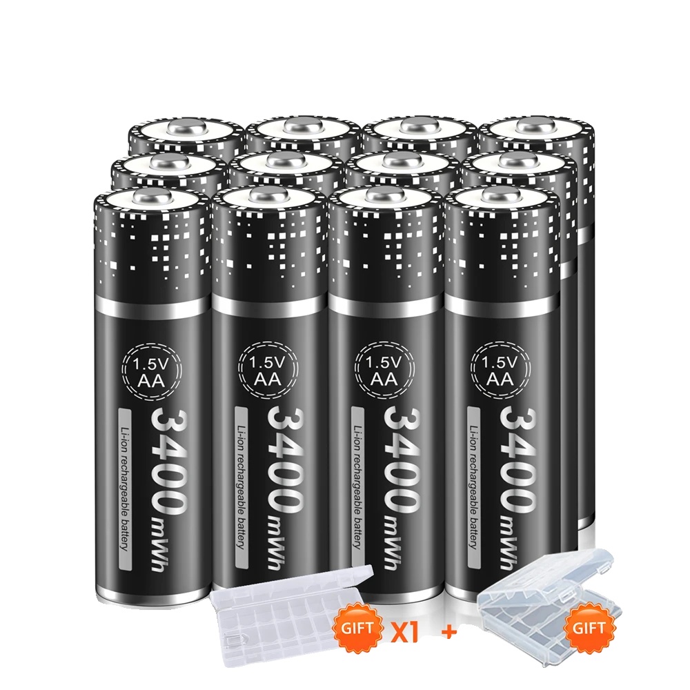 Wiederaufladbarer Akku, 3400 Mwh Kapazität, 8-steckplatz-ladegerät, 12 Aa-batterien