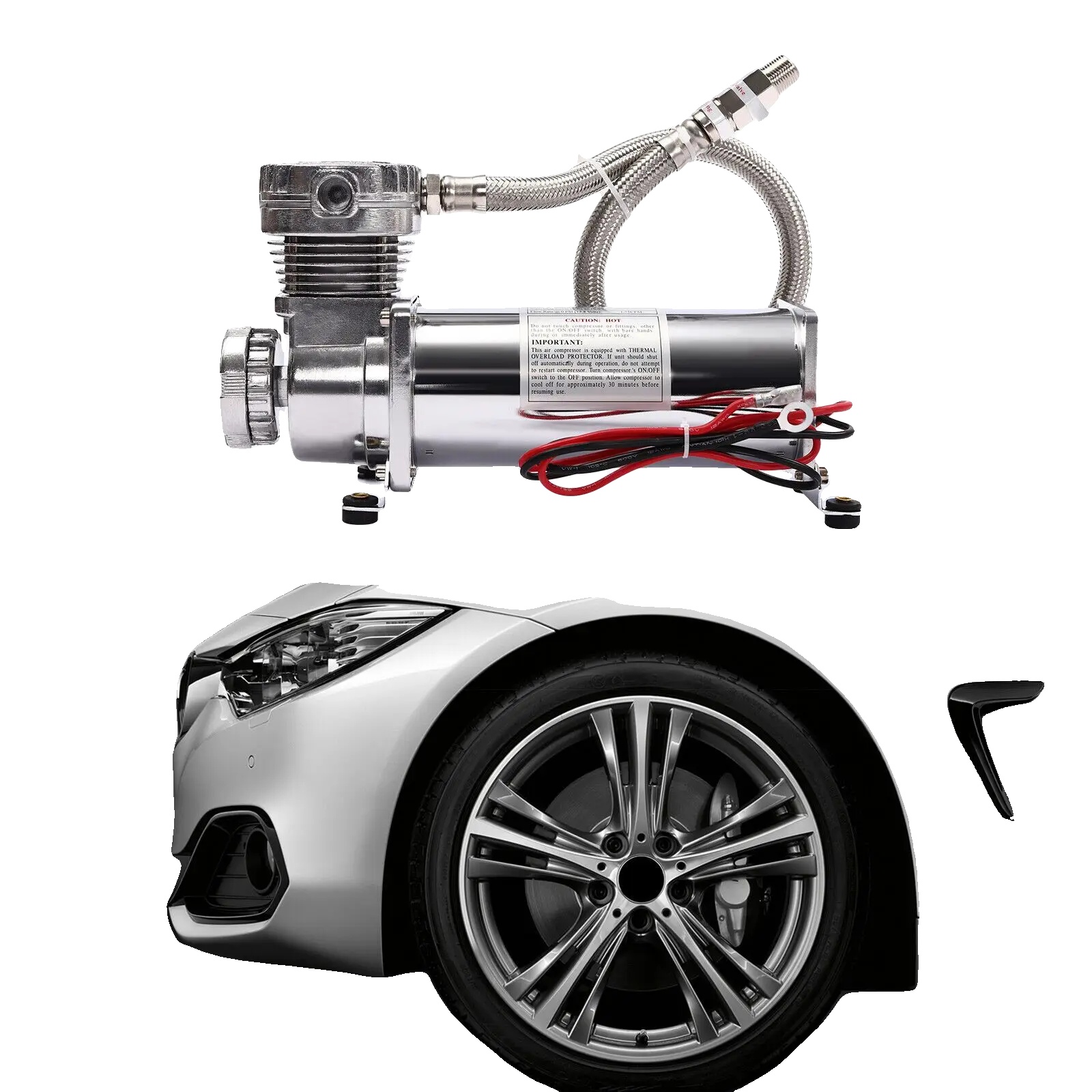 Luftfederungskompressor, 200 Psi, 50 L/min Fördermenge, Silber