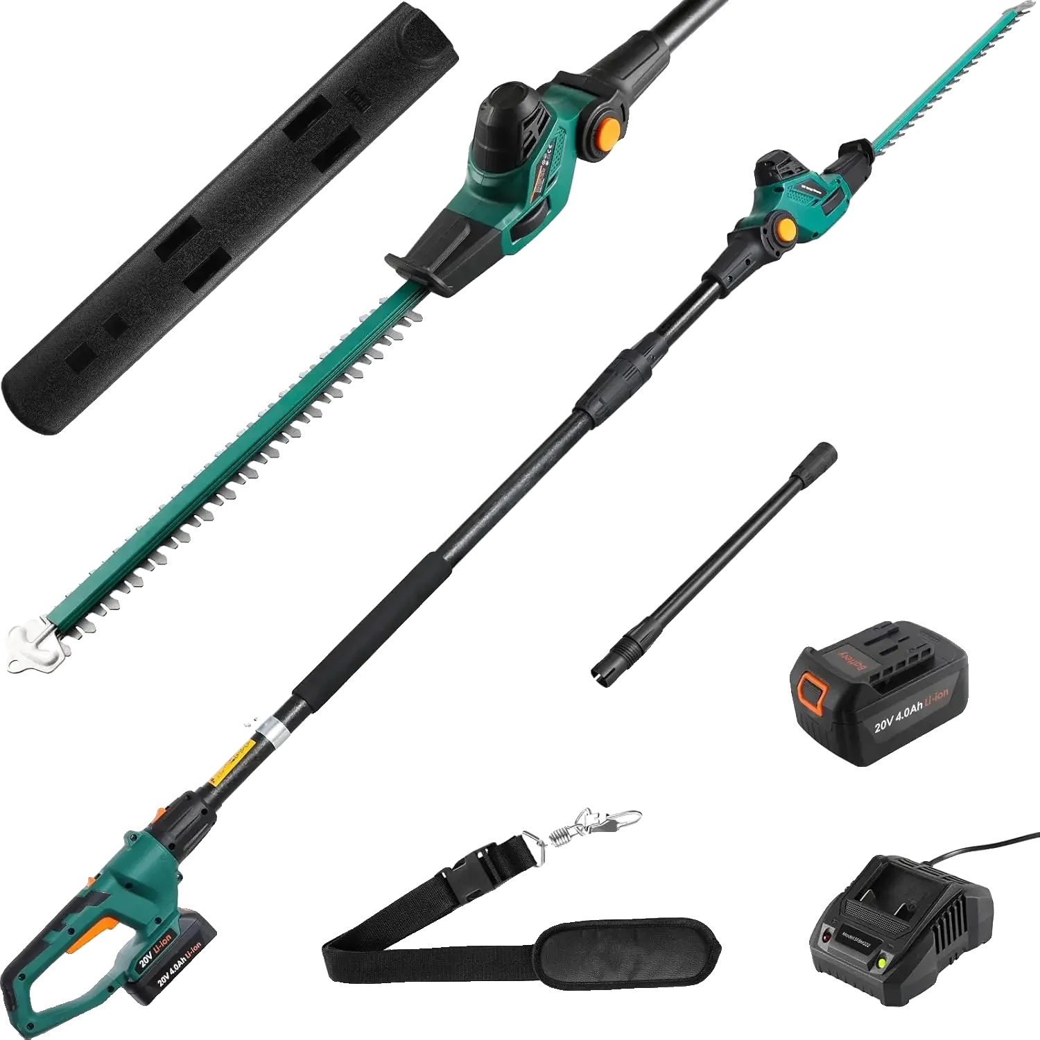 Akku-heckenschere, 45 Cm Klinge, 4 M Reichweite, 20-v-akku, 4000 Mah Kapazität, 1500 U/min