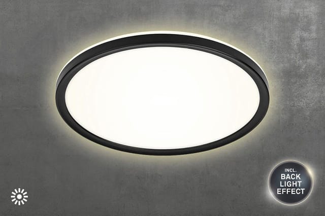Slim led Panel, Neutralweißes Licht, Backlighteffekt, Flaches Design, schwarz, 29,3 x 2,8 cm - Briloner