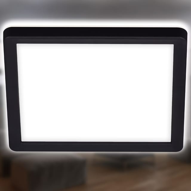 Briloner - Slim led Deckenleuchte Eckig, 19x19 cm flach, 12W, 1400 lm, Neutralweiß, Backlight, Schwarz