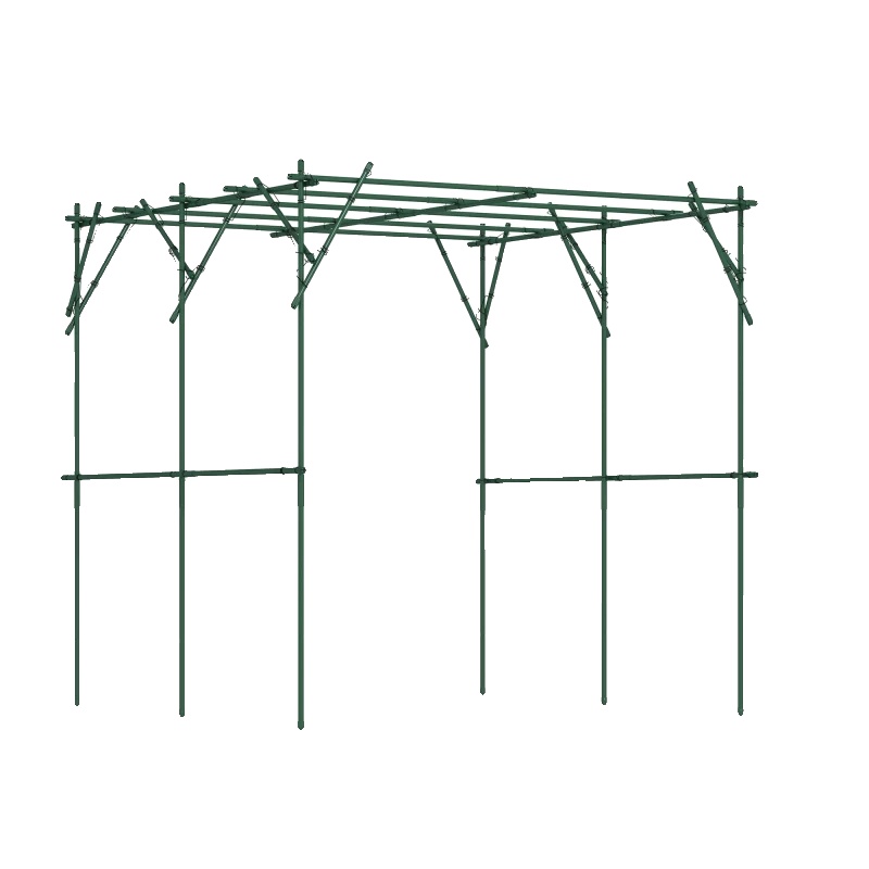 Kletterpflanzenstütze, Polyethylenbeschichteter Stahlrahmen, Verstellbare Konstruktion, 223 Cm X 223 Cm X 223 Cm, Dreieckige Stützkonstruktion, Verstärkt Mit Sicherheitsclips Aus Metall