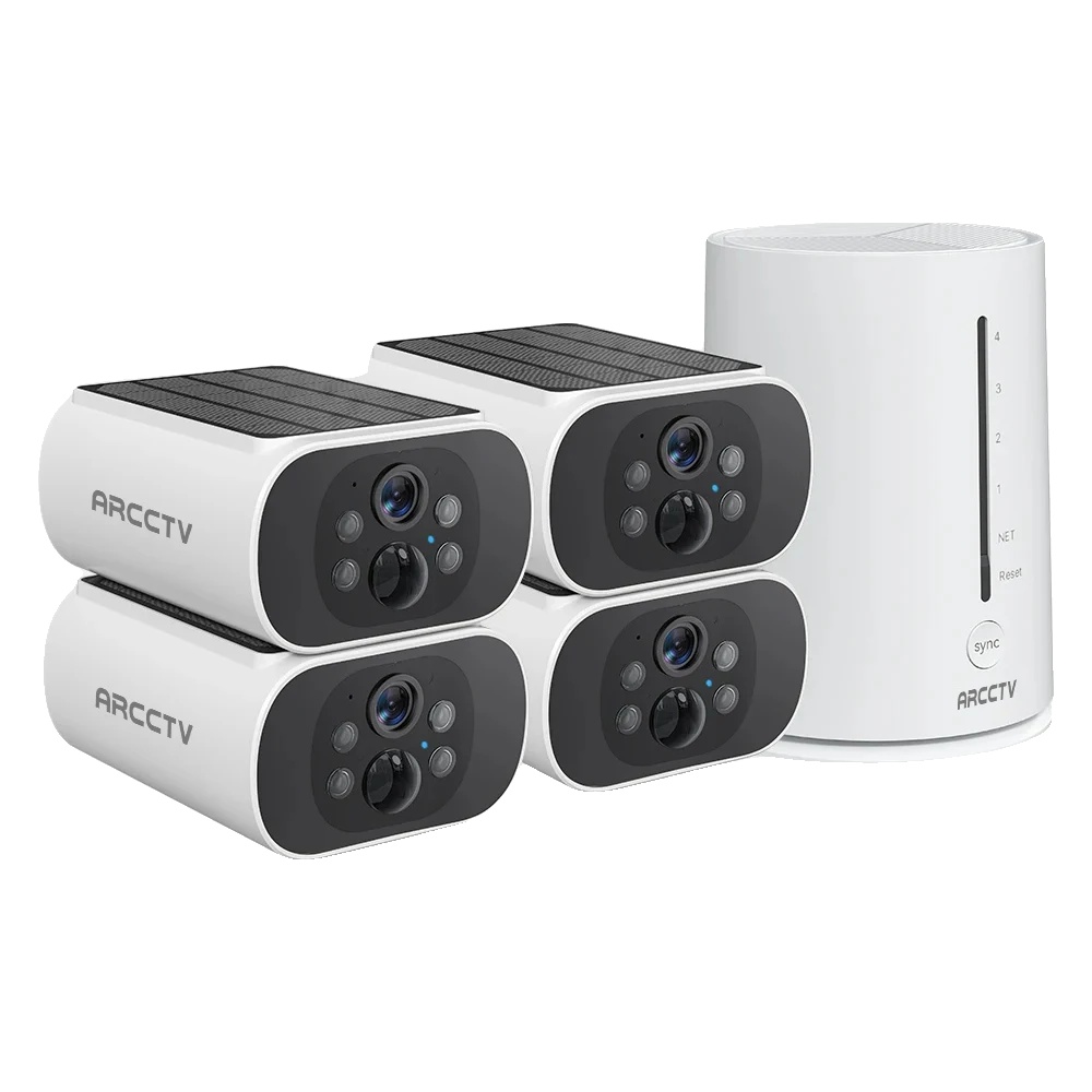 Kabellose Kamera, 4-mp-hd-auflösung, Solarbetrieben, Wasserdicht (ip66), Nachtsicht, Unterstützt 4 Kameraanschlüsse